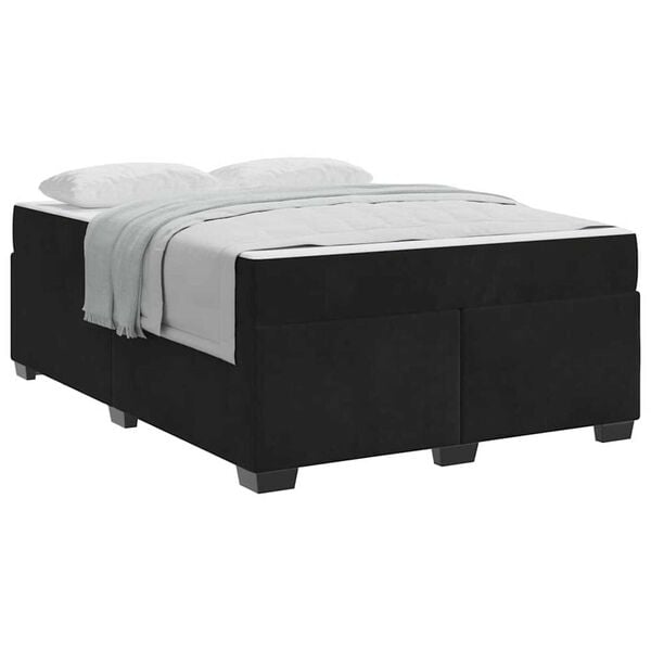 vidaXL Σκελετός κρεβατιού με στρώμα Μαύρο 140 x 200 cm Βελούδο