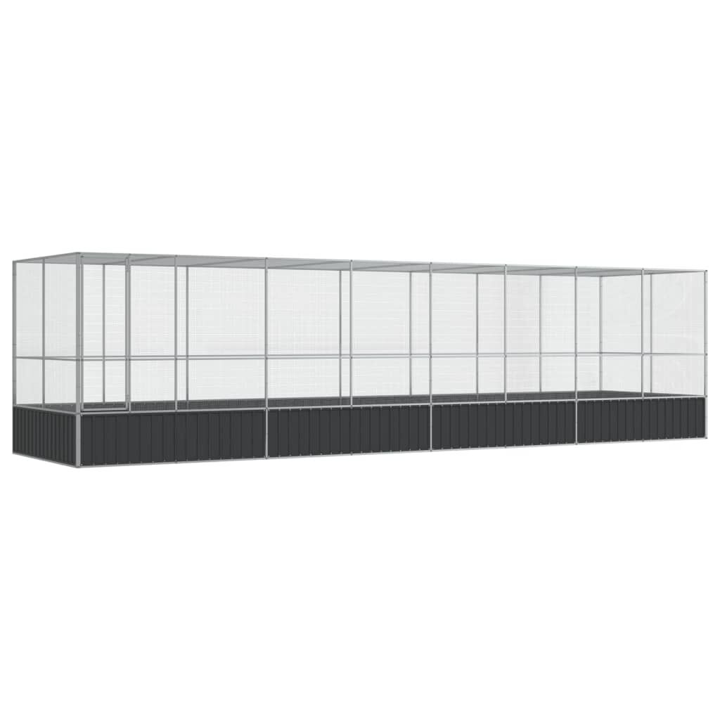 vidaXL Κλουβί με Επέκταση Ασημένιο 832x207x212 εκ. Ατσάλινο