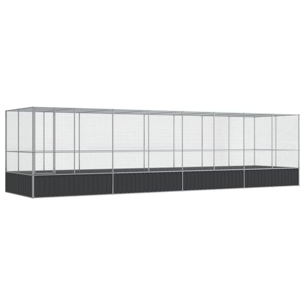 vidaXL Κλουβί με Επέκταση Ασημένιο 832x207x212 εκ. Ατσάλινο