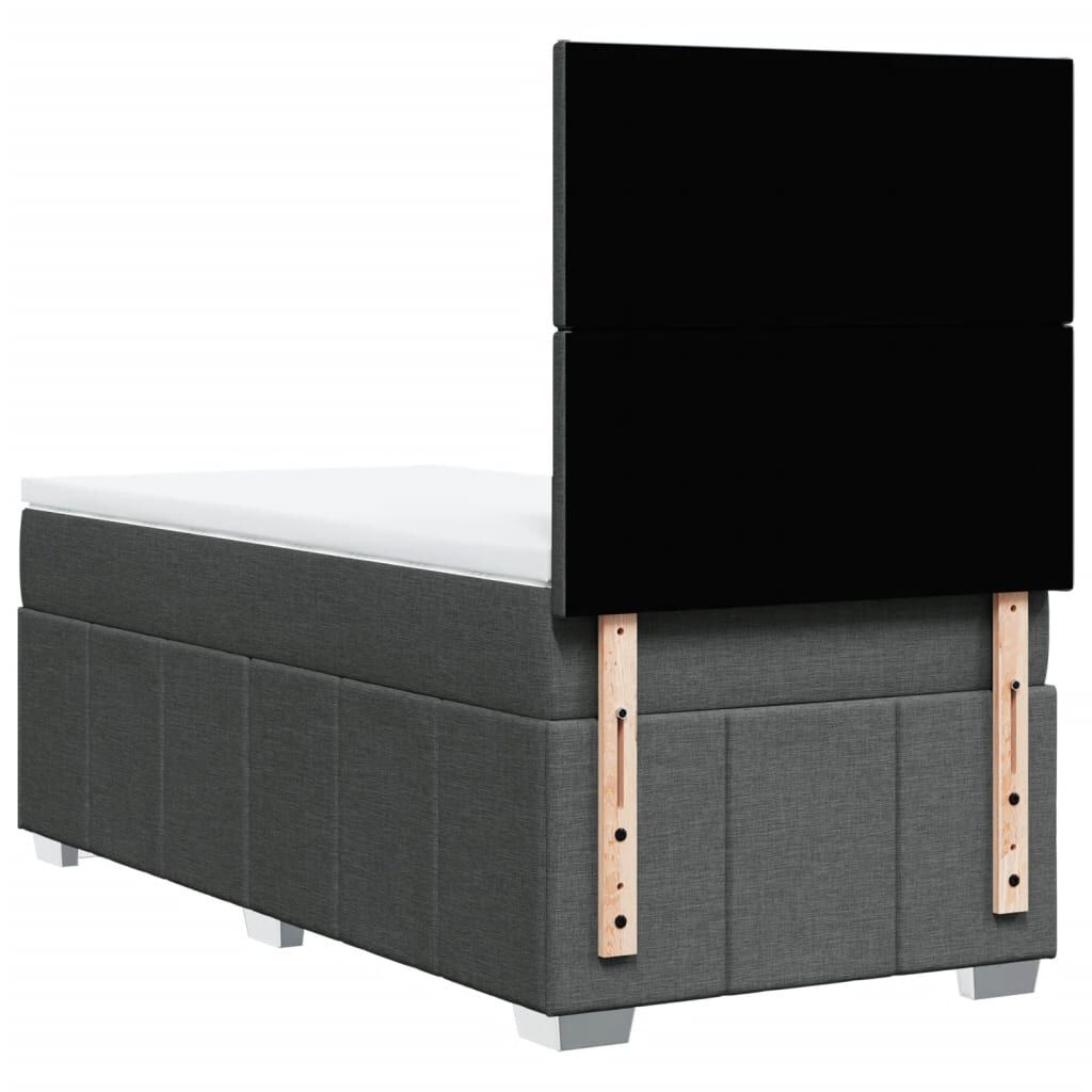 vidaXL Κρεβάτι Boxspring με Στρώμα Σκούρο Γκρι 100x200 εκ. Υφασμάτινο