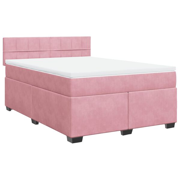 vidaXL &Kappa;&rho;&epsilon;&beta;ά&tau;&iota; Boxspring &mu;&epsilon; &Sigma;&tau;&rho;ώ&mu;&alpha; &Rho;&omicron;&zeta; 140x200 &epsilon;&kappa;. &Beta;&epsilon;&lambda;&omicron;ύ&delta;&iota;&nu;&omicron;