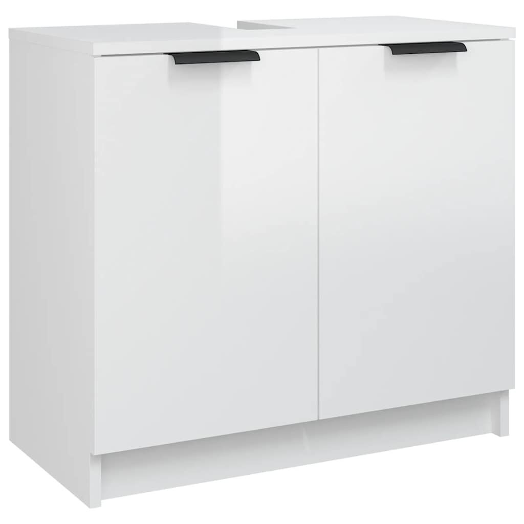 vidaXL Ντουλάπι Μπάνιου Γυαλιστερό Λευκό 64,5x33,5x59εκ. Επεξεργ. Ξύλο