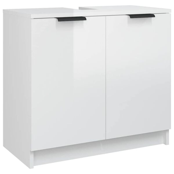 vidaXL Ντουλάπι Μπάνιου Γυαλιστερό Λευκό 64,5x33,5x59εκ. Επεξεργ. Ξύλο