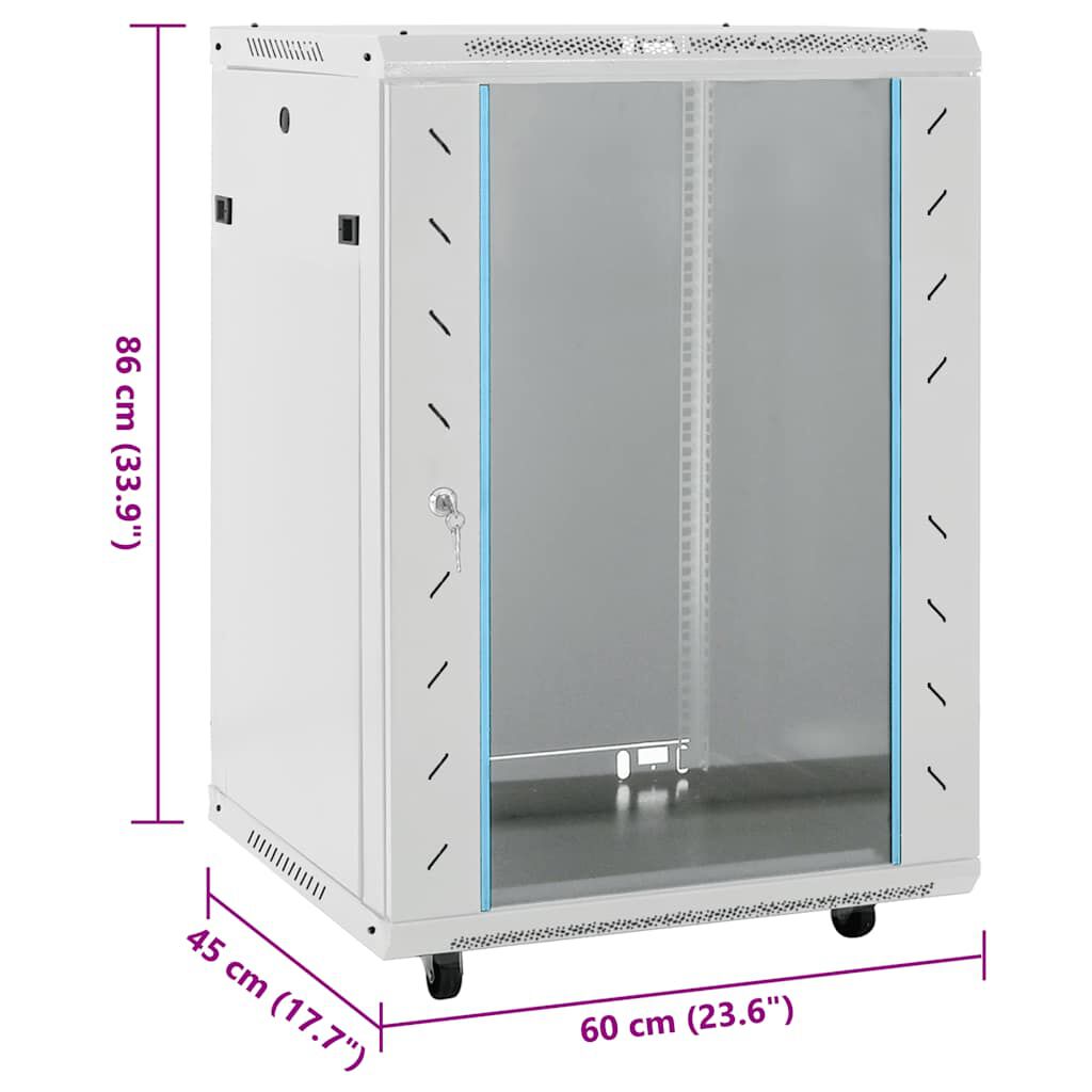 vidaXL Καμπίνα Δικτύου με Περιστ. Πόδια 15U 19" IP20 60x45x86 εκ.