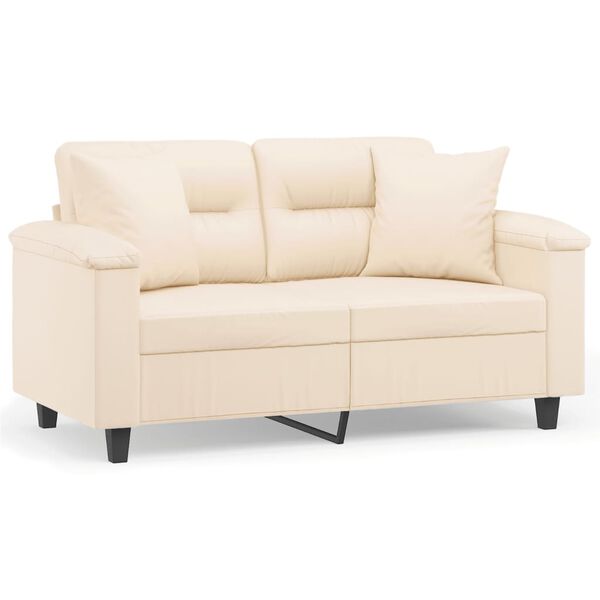 vidaXL Καναπές Διθέσιος Beige 120 εκ. Ύφασμα Μικροϊνών με Μαξιλάρια