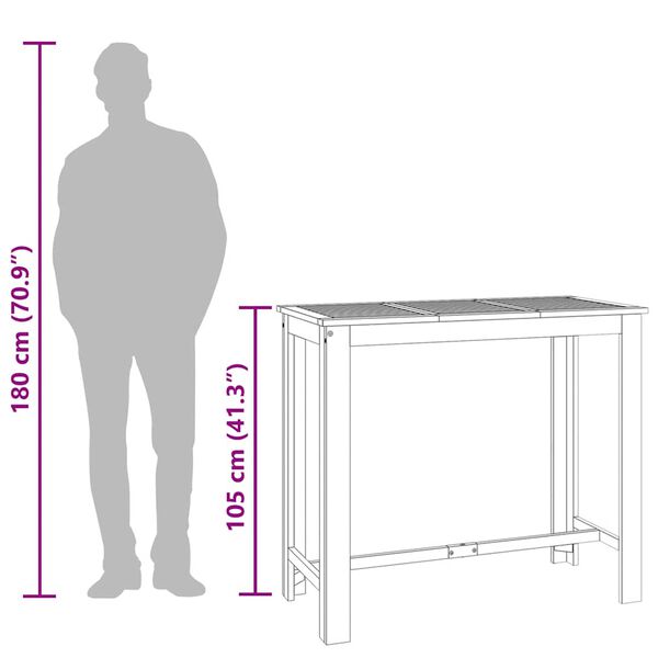vidaXL Τραπέζι Μπαρ Κήπου 120 x 60 x 105 εκ. από Μασίφ Ξύλο Ακακίας