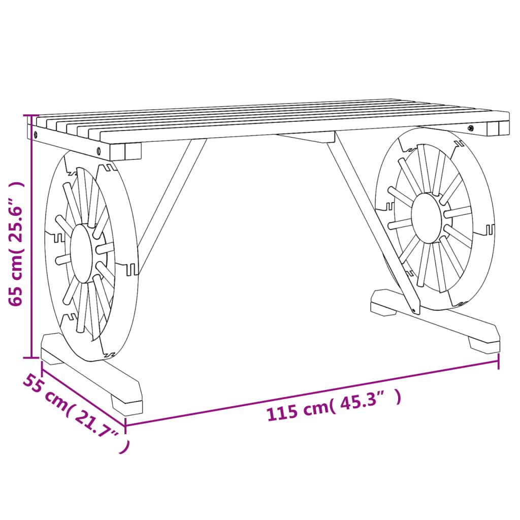 vidaXL Τραπέζι Κήπου 115 x 55 x 65 εκ. από Μασίφ Ξύλο Ελάτης