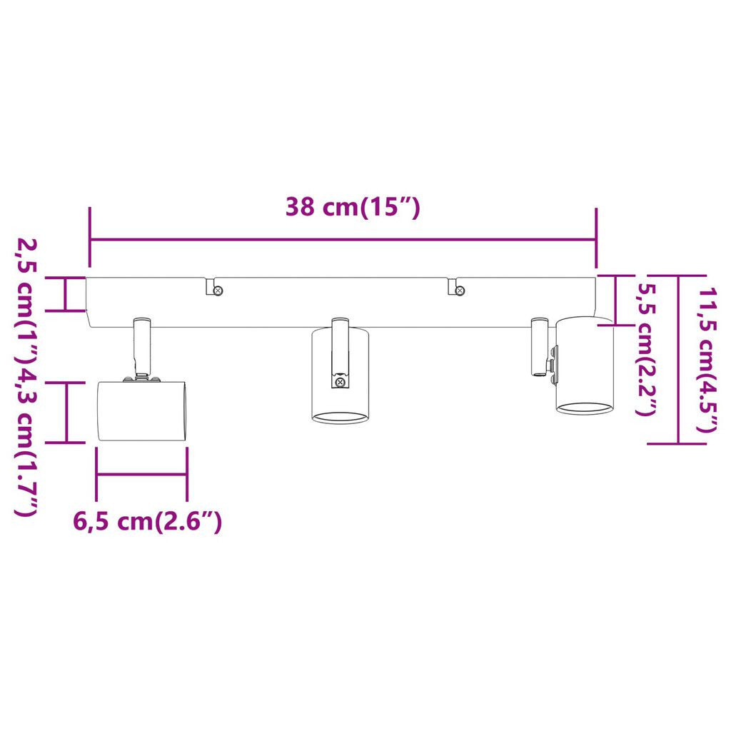 vidaXL Σποτ οροφής Μαύρο 38 x 6.5 x 11.5 εκ Ατσάλι