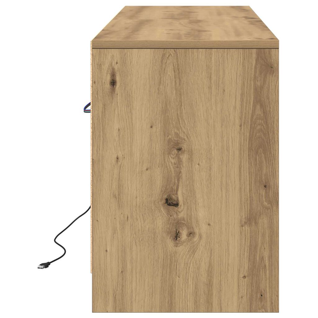 vidaXL Κονσόλα TV με LED Artisan Oak 139.5x34x50 cm Επεξεργασμένου Ξύλου