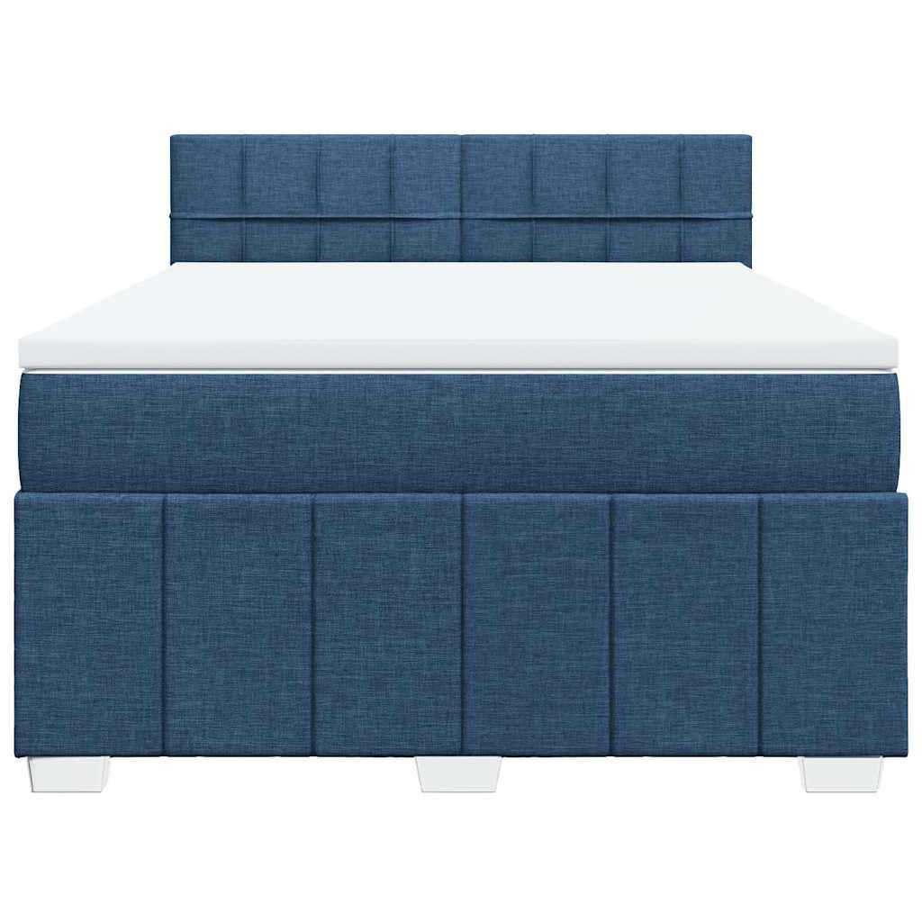 vidaXL Κρεβάτι Boxspring με Στρώμα Μπλε 140x200 εκ. Υφασμάτινο