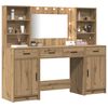vidaXL &Sigma;&epsilon;&tau; &Tau;&rho;&alpha;&pi;έ&zeta;&iota; &Nu;&tau;&upsilon;&sigma;ί&mu;&alpha;&tau;&omicron;&sigmaf; &mu;&epsilon; LED &mu;&epsilon; &sigma;&upsilon;&rho;&tau;ά&rho;&iota; 3 pcs Artisan Oak