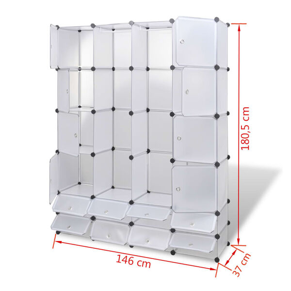 vidaXL Ντουλάπα Σπονδυλωτή 18 Τμήματα Άσπρη 37 x 146 x 180,5 εκ