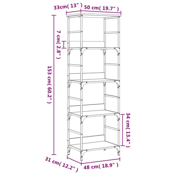 vidaXL Βιβλιοθήκη Sonoma Δρυς 50x33x153 εκ. Επεξεργασμένο Ξύλο