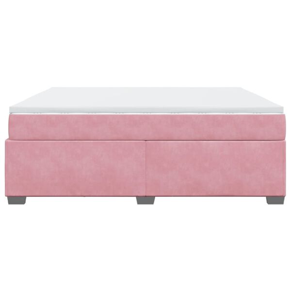 vidaXL Κρεβάτι Boxspring με Στρώμα Ροζ 180x200 εκ. Βελούδινο