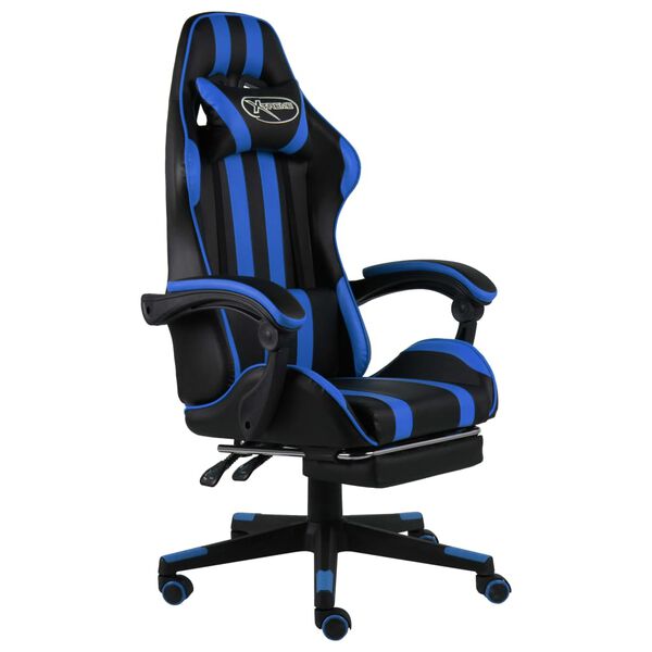 vidaXL Καρέκλα Racing με Υποπόδιο Μαύρο / Μπλε από Συνθετικό Δέρμα