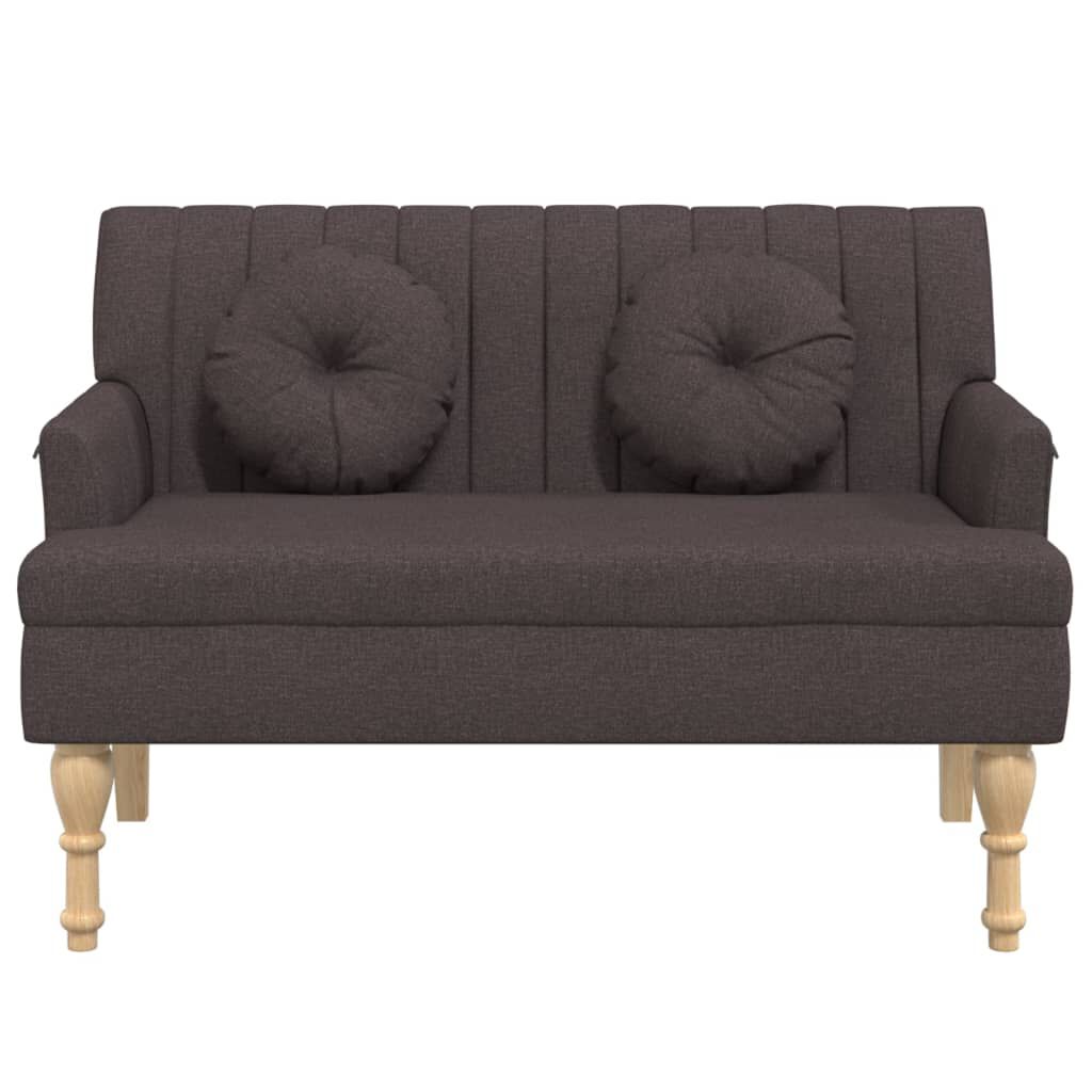 vidaXL Παγκάκι Σκούρο Καφέ 113x64,5x75,5 εκ. Υφασμάτινο με Μαξιλάρια