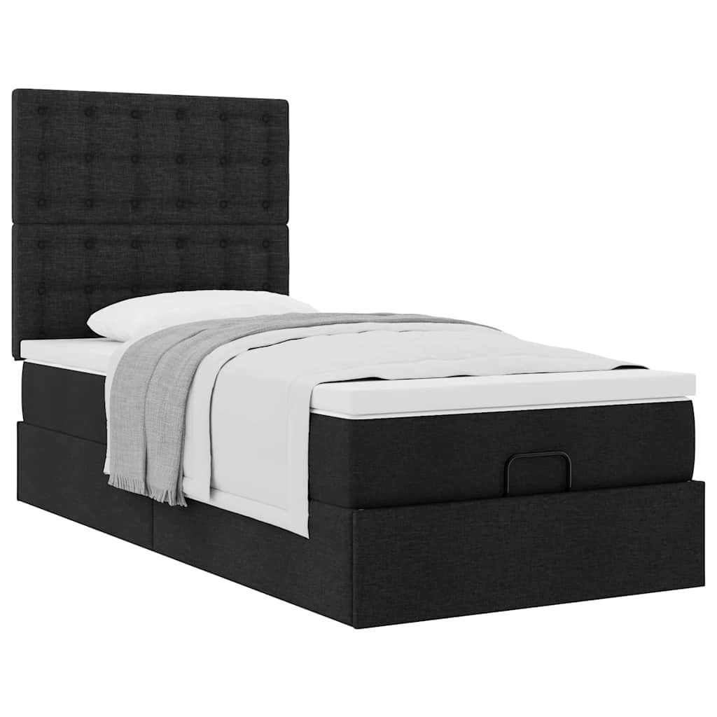 vidaXL Οθωμανικό κρεβάτι με στρώμα Μαύρο 90x190cm Ύφασμα
