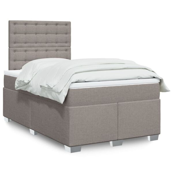 vidaXL Κρεβάτι Boxspring με Στρώμα Taupe 120x200 εκ. Υφασμάτινο