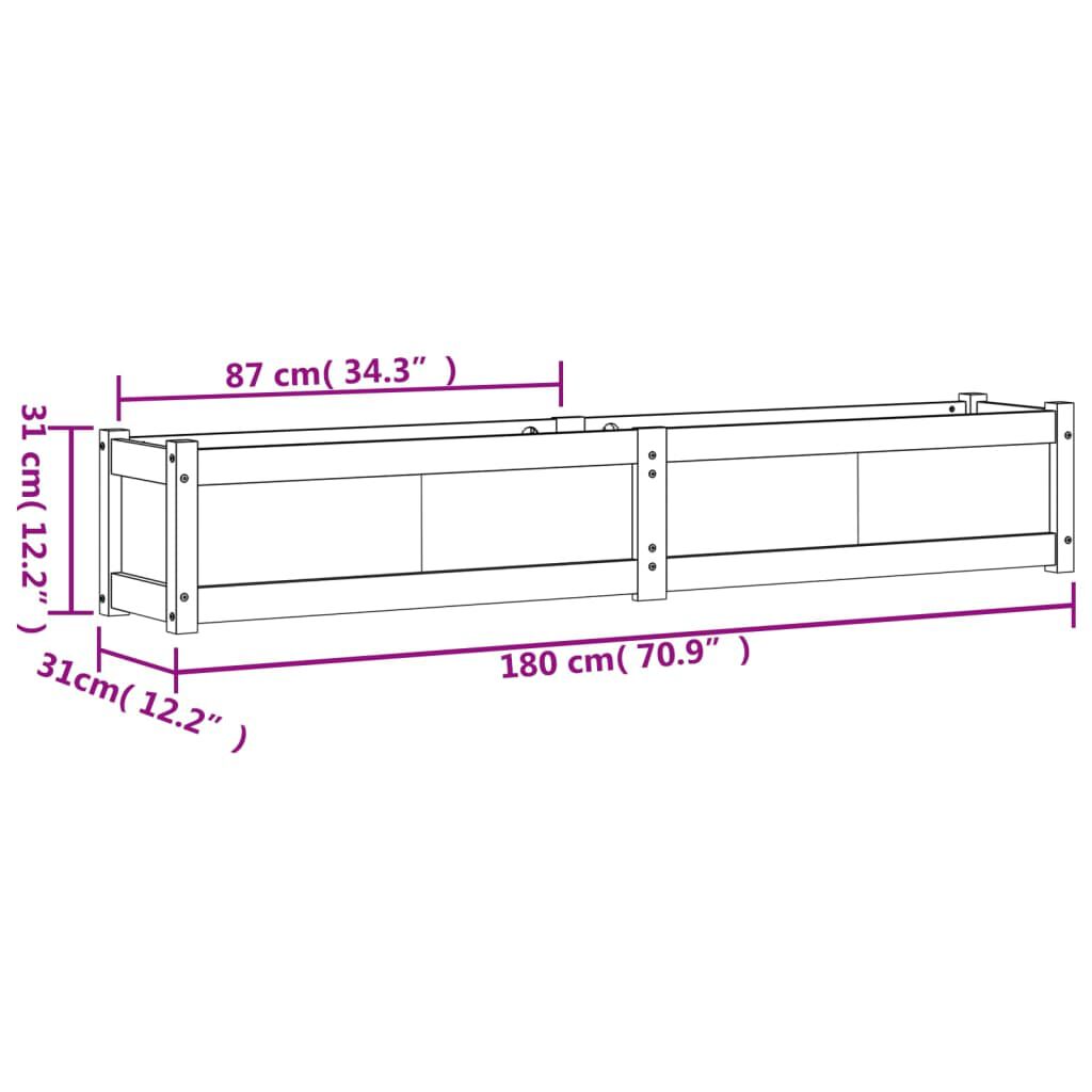 vidaXL Ζαρντινιέρα 180 x 31 x 31 εκ. από Μασίφ Ξύλο Πεύκου