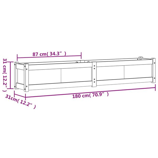 vidaXL Ζαρντινιέρα 180 x 31 x 31 εκ. από Μασίφ Ξύλο Πεύκου
