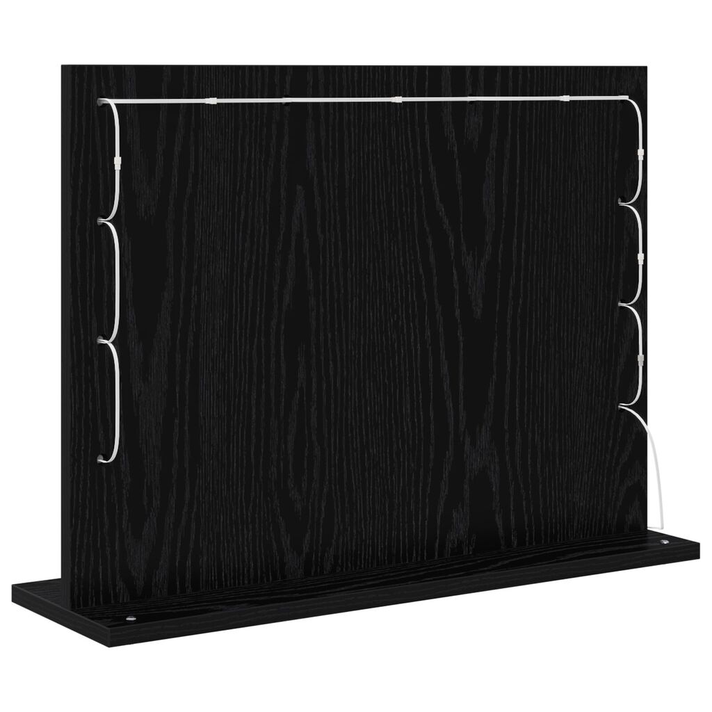 vidaXL Καθρέφτης Vanity με Φώτα LED Μαύρη Δρυς 60x45x18 εκ.