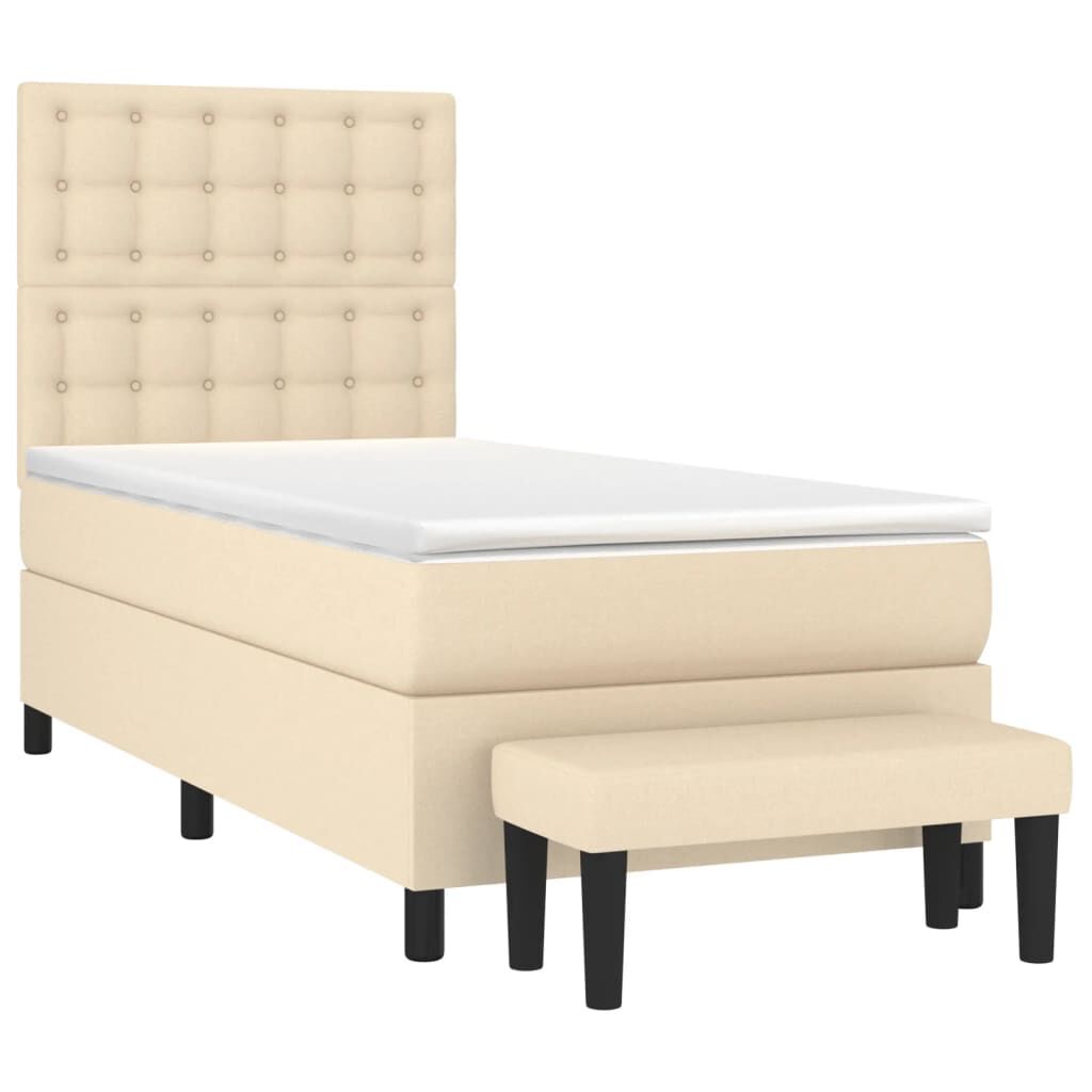 vidaXL Κρεβάτι Boxspring με Στρώμα Κρεμ 80 x 200 εκ. Υφασμάτινο
