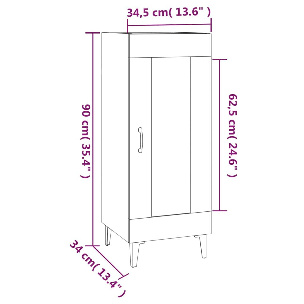 vidaXL Ντουλάπι Μαύρο 34,5 x 34 x 90 εκ. από Επεξεργασμένο Ξύλο