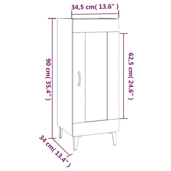 vidaXL Ντουλάπι Μαύρο 34,5 x 34 x 90 εκ. από Επεξεργασμένο Ξύλο
