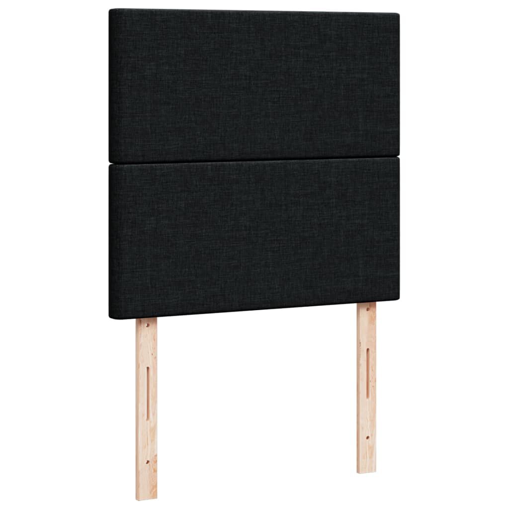 vidaXL Κρεβάτι Boxspring με Στρώμα Μαύρο 90x200 εκ. Υφασμάτινο