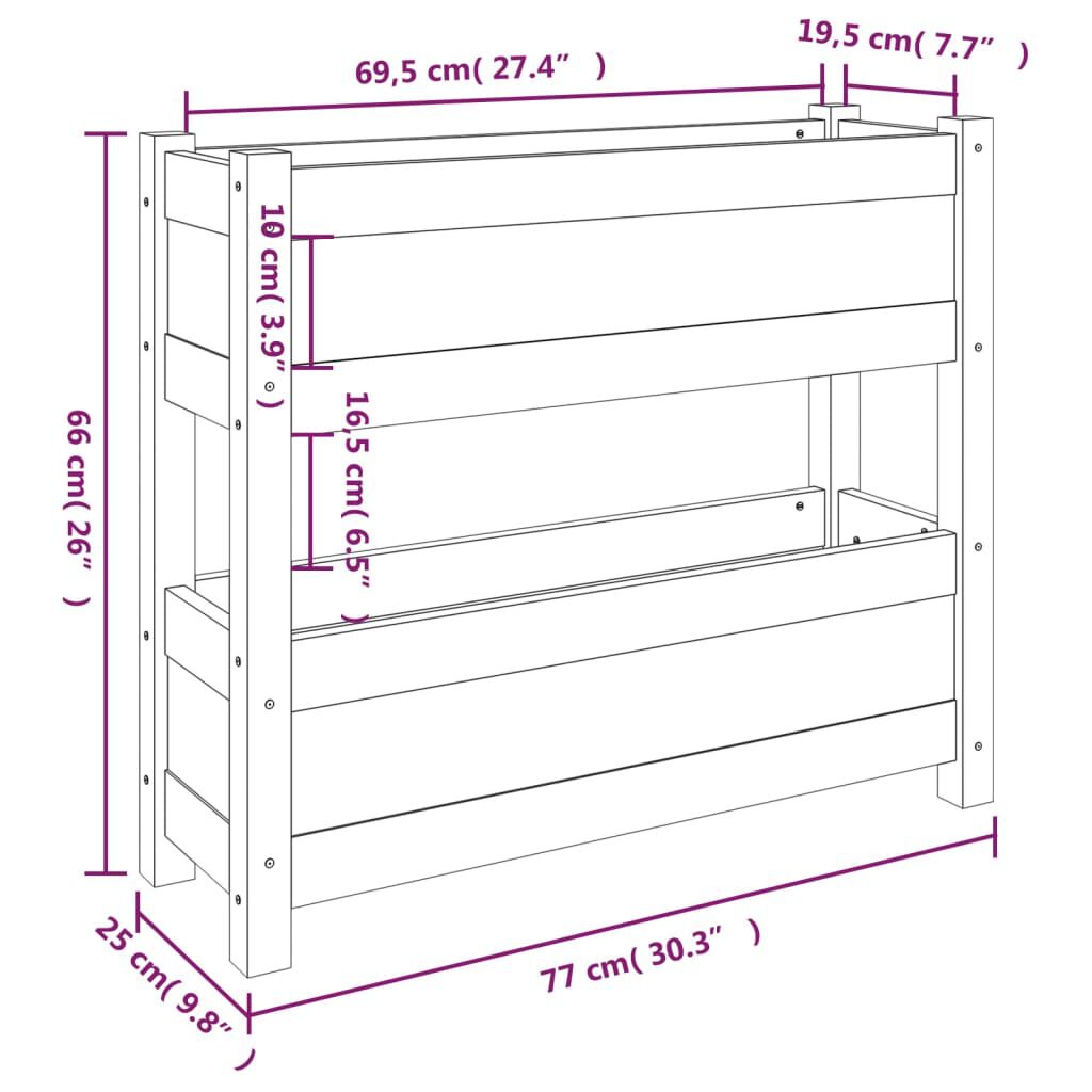 vidaXL Ζαρντινιέρα Γκρι 77 x 25 x 66 εκ. από Μασίφ Ξύλο Πεύκου