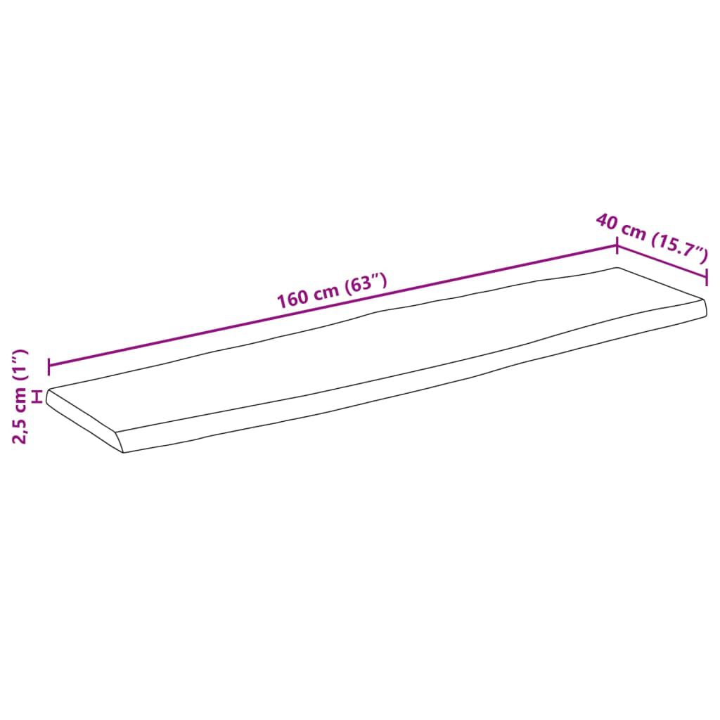 vidaXL Επιφάνεια Τραπεζιού 160x40x2,5 εκ. Live Edge Μασίφ Ξύλο Μάνγκο