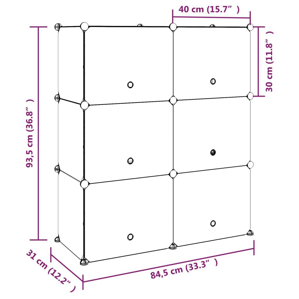vidaXL Παπουτσοθήκη Μαύρη 84,5 x 31 x 93,5 εκ. από Πολυπροπυλένιο
