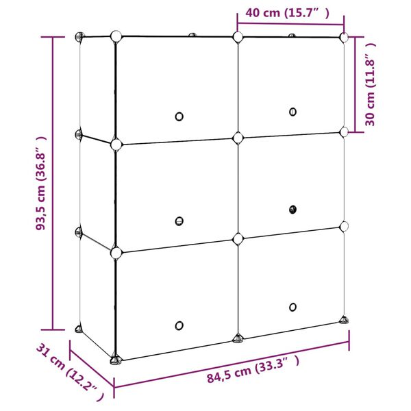 vidaXL Παπουτσοθήκη Μαύρη 84,5 x 31 x 93,5 εκ. από Πολυπροπυλένιο