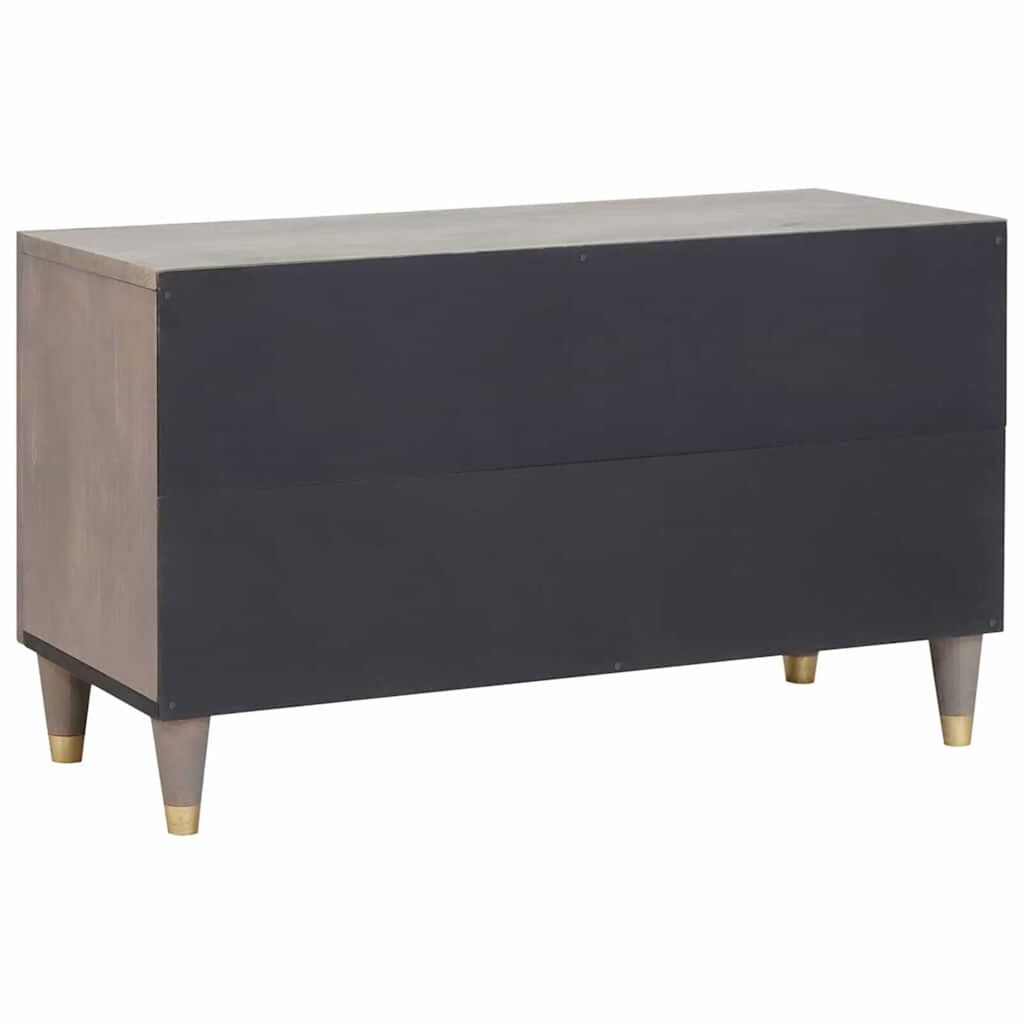 vidaXL Ντουλάπι TV Γκρι και Χρυσό 80 x 31.5 x 46 cm Μασίφ ξύλο μάνγκο