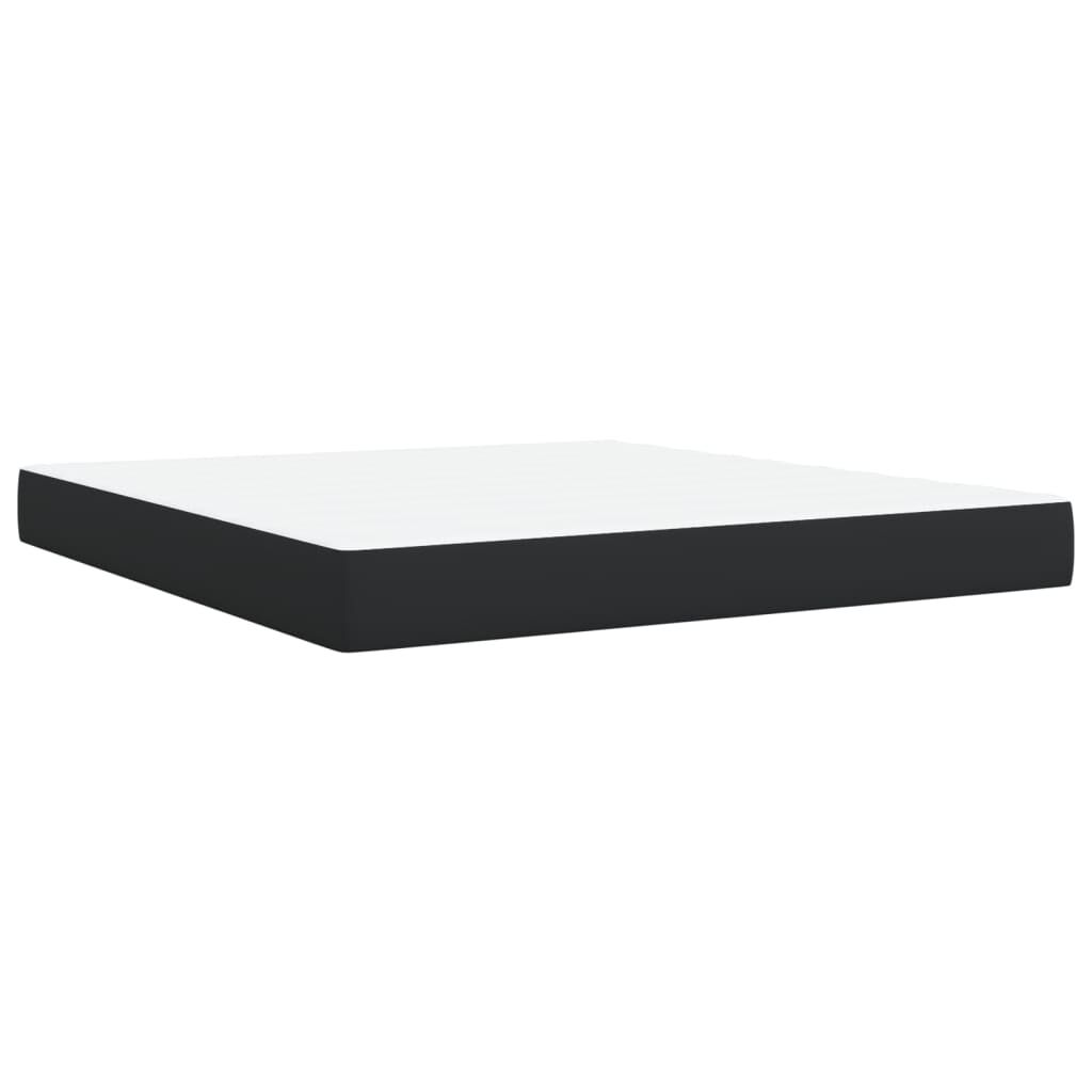 vidaXL Κρεβάτι Boxspring με Στρώμα Μαύρο 180x200εκ.από Συνθετικό Δέρμα