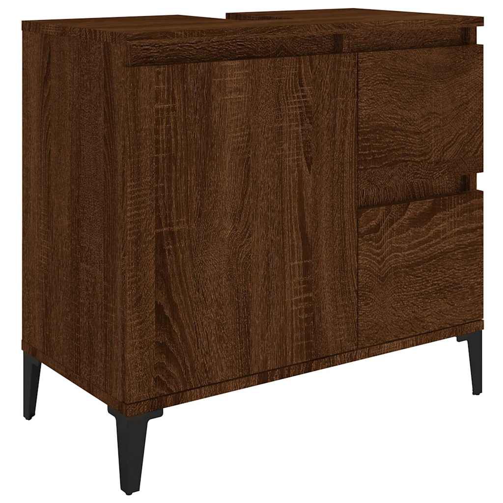 vidaXL Ντουλάπι Μπάνιου Καφέ Δρυς 65x33x60 εκ. Επεξεργασμένο Ξύλο