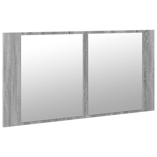 vidaXL Ντουλάπι Μπάνιου Καθρέφτη LED Γκρι Sonoma 90x12x45εκ. Ακρυλικό