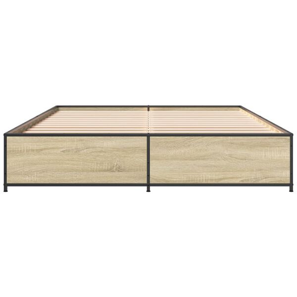 vidaXL Πλαίσιο Κρεβατιού Sonoma Δρυς 120x190 εκ. Επεξ. Ξύλο & Μέταλλο