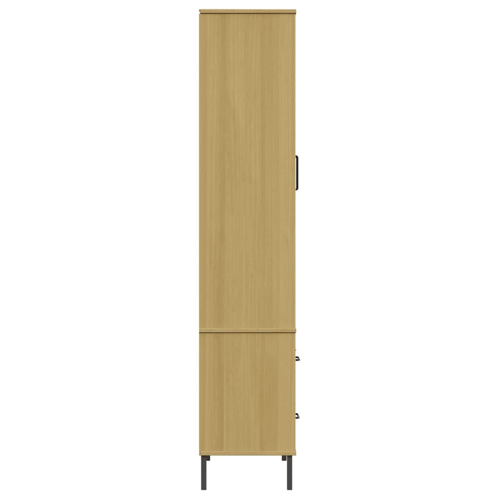 vidaXL Βιβλιοθήκη OSLO Καφέ 85x35x172,5 εκ. Μασίφ Ξύλο με Μεταλ. Πόδια