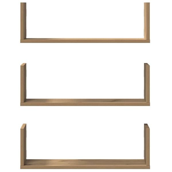 vidaXL Ραφιέρες Τοίχου 3 τεμ. Αρτισιανή Δρυς 58x18x18 εκ. Επεξ. Ξύλο