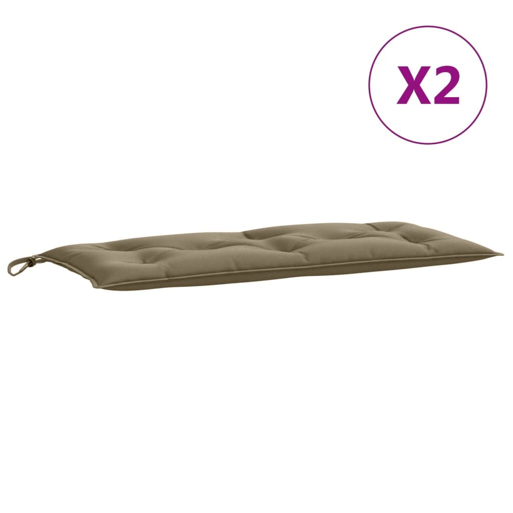 vidaXL Μαξιλάρια Πάγκου Κήπου 2 τεμ. Taupe Μελανζέ 100x50x7 εκ. Ύφ.