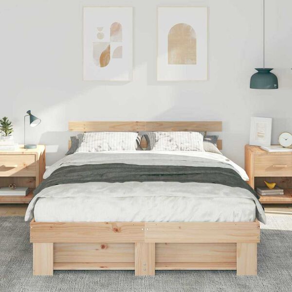 vidaXL Σκελετός Κρεβατιού Καφέ 160 x 200 cm Μασίφ ξύλο πεύκου