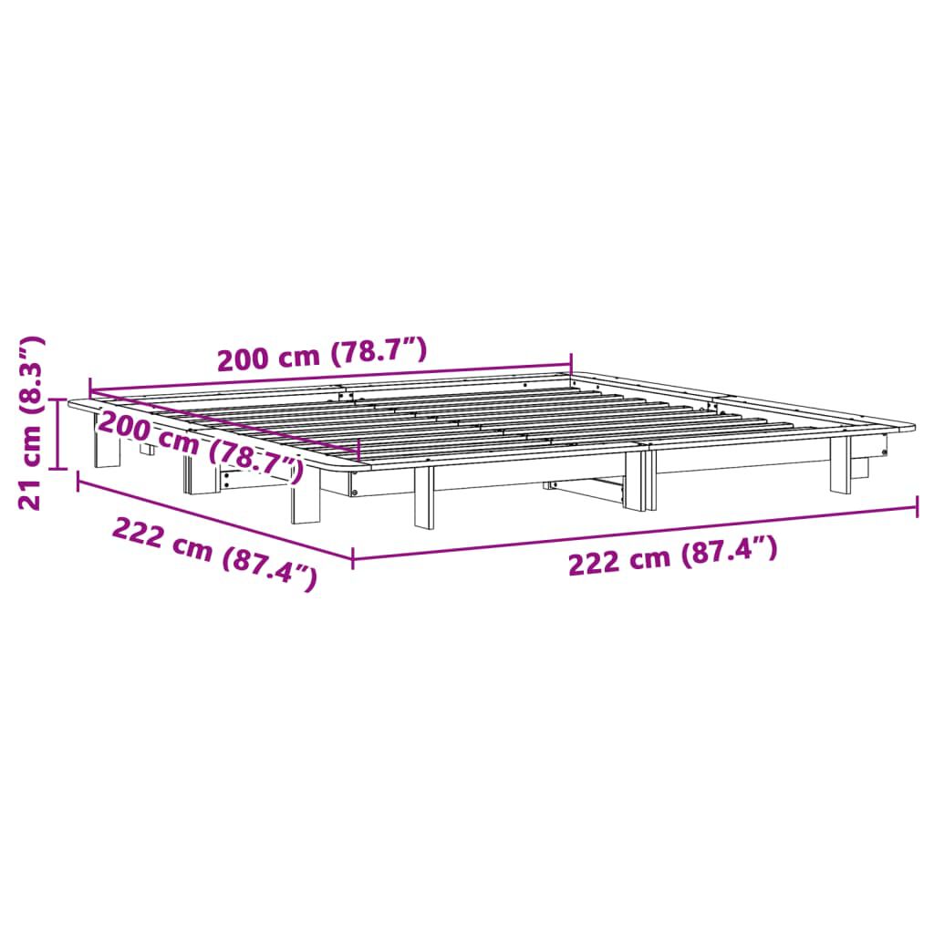 vidaXL Σκελετός Κρεβατιού Χωρίς Στρώμα 200x200 εκ Μασίφ Ξύλο Πεύκου