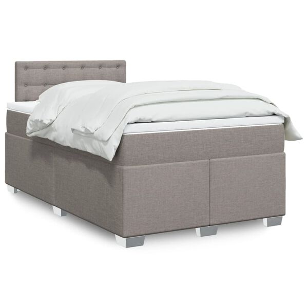 vidaXL Κρεβάτι Boxspring με Στρώμα Taupe 120x200 εκ. Υφασμάτινο
