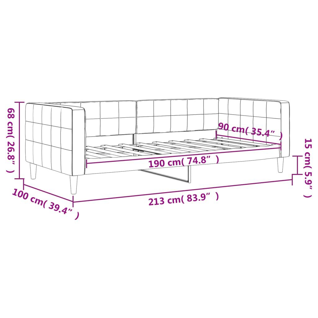 vidaXL Καναπές Κρεβάτι Ανοιχτό Γκρι 90 x 190 εκ. Βελούδινος