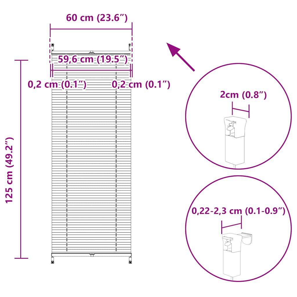 Πλισέ ρόλερ σκίασης 60x125cm Λευκό