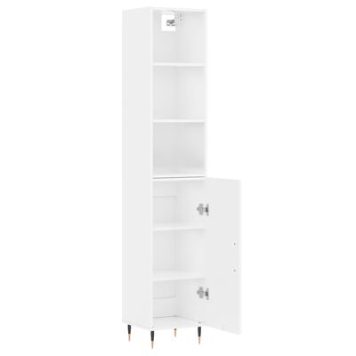 vidaXL Ντουλάπι Γυαλ. Λευκό 34,5 x 34 x 180 εκ. από Επεξεργασμένο Ξύλο