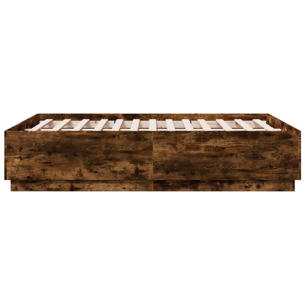 vidaXL Πλαίσιο Κρεβατιού με LED Καπνιστή δρυς 140x190 εκ.Επεξ. Ξύλο