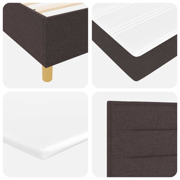 vidaXL Κρεβάτι Box Spring με Στρώμα & LED Σκούρο Καφέ 120x200 εκ Ύφασμα