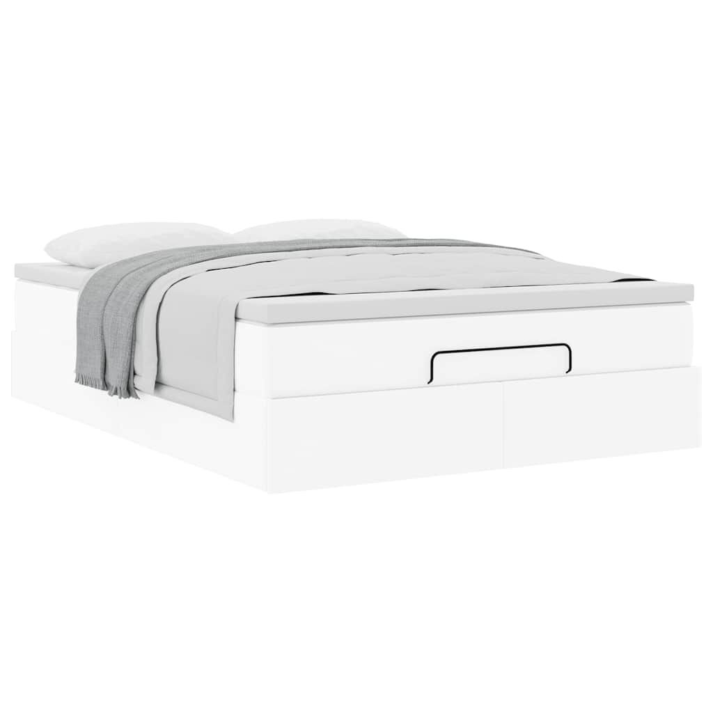 vidaXL Οθωμανικό κρεβάτι με στρώμα Λευκό 140x190cm Faux Leather
